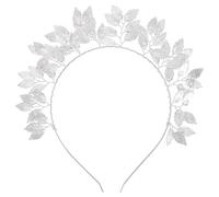 minkissy Leaves Headband Elegant Leaf Hairband Roman Leaf Crown Hair Accessories for Wedding Pageant Birthday Prom (Silver)