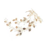 minkissy Leaves Wedding Headwear Pearls Decorative Bridal Headband Women Headband for Wedding Elegant Pearl Tiara Hair Accessories