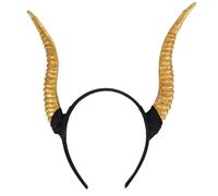 minkissy Lightweight Adjustable Sheep Horn Headband, Plastic Antelope Horn Hair Hoop for Halloween, Festival Parties and Casual Wear, Universal Fit for Boys and and Adults (Golden)