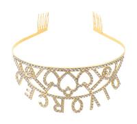 minkissy Lightweight Golden Zinc Alloy Tiara Crown with Dazzling Crystals, Baroque Style Headband for Women, Photo Prop and Party Accessory with Stunning Visual Appeal