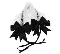 minkissy Lolita Lace Headband for Women Retro Bowknot Hair Accessory Black Ruffled Costume Headpiece for Cosplay and Parties