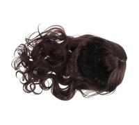 minkissy Long Wavy Wig for Women Brown Human Hair Highlight Bangs Synthetic Wig