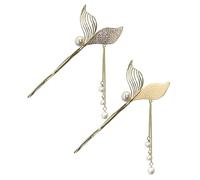 minkissy Luxury Fish Tail Hairpin 2pcs Pearl Tassel Hair Stick Hair Bun Accessory for Women's Special Occasions