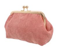 minkissy Makeup Bag Corduroy Pastel Pink Clasp Closure Compact Lipstick Pouch Large Capacity Cosmetic Bag for Toiletries Travel Use