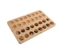 minkissy Mancala Board Game with Colorful Natural Stone Pebbles and Bamboo Folding Board Portable Strategy Puzzle for Classroom Learning and Family Fun