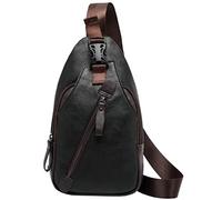 minkissy Men's PU Leather Sling Bag Stylish Crossbody Backpack for Outdoor Use Lightweight Shoulder Bag for Travel and Cycling 1PCS