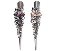 Minkissy Metal Duckbill Hair Clips, 2PC Large Vintage Rhinestone Duckbill Alligator Clips Crystal Teeth Hair Barrettes Duckbill Hairpins for Women Girls (Colorful+)