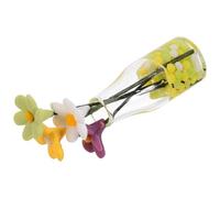 minkissy Mini Daisy Flowerpot Ornament in Transparent Glass Vase Miniature Dollhouse Decoration Compact Artificial Plant Accessory for Home and Table Display Elegant Mini Flowerpot Decor