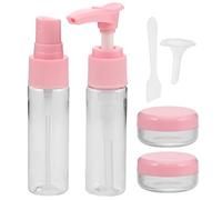 minkissy Mini Spray Bottle Plastic Travel Cosmetic Containers Set, 30ml and 10g Pink Reusable Fine Mist Spray Bottle for Hair and Moisturizer, Travel