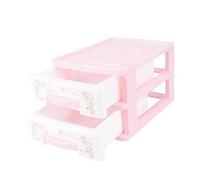 minkissy Mini Two-layer Makeup Storage Box Small Compact Cosmetic Organizer for Kids Hairpins with Drawer Type Design Suitable for Vanity and Desktop Use in Pink
