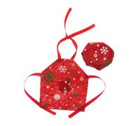 minkissy Miniature Christmas Doll Apron and Chef Hat Soft Tiny Accessories for Dollhouse Holiday Decor Festive Red Snowflake Pattern Fits Standard Dolls