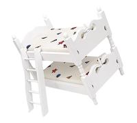 minkissy Miniature Doll Bunk Bed Scale Wooden Furniture for Dollhouse Decor Colorful Geometric Design Safe Pretend Play Accessory
