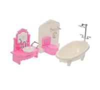 minkissy Miniature Dollhouse Bathroom Furniture Mini House Accessories Including Bathtub Toilet Sink Small-scale Decor for Photography Micro Landscape Dollhouse Use