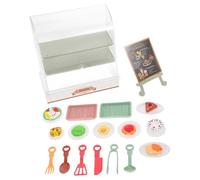minkissy Miniature Dollhouse Cake Stand Display Cabinet Set with Realistic Desserts Pastries and Spoon for Pretend Play Bakery Fun