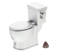 minkissy Miniature Dollhouse Toilet Model with Sound Silver Bathroom Accessory for Doll House Decoration Realistic Micro Landscape Furniture