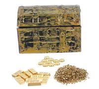 minkissy Miniature Dollhouse Treasure Chest with Pirate Coins and Bars 1 Set Realistic Small Treasure Box for Dollhouse Accessories Scene Decoration Collectible Props