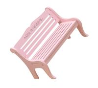 minkissy Miniature Pink Wooden Bench Photo Prop, Large Hollow Design Micro Landscape Decoration, Dollhouse Furniture Ornament for Home Desktop and Garden