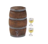 minkissy Miniature Red Wine Barrel with Tap and Retro Micro Landscape Model for Dollhouse Kitchen Bar and Fairy Garden Decor Creative DIY Home Accessory Mini House Decoration