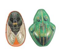minkissy Miniature Retro Tinplate Frog and Cicada Vintage Small Lifelike Animal Models Tinplate Craftsmanship Collectible Decor for Home Display