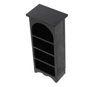 minkissy Miniature Wooden Dollhouse Bookshelf Scale Vintage Multi Black Wood Cabinet for Doll House Scenes Realistic Tiny Book Display for Bjd Accessories and Mini Furniture Collections