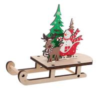 minkissy Miniature Wooden Sleigh Ornament Vintage Christmas Sled Decoration for Tree Door Bookshelf Reindeer Snowman Pendant for Holiday DIY Holiday Fun