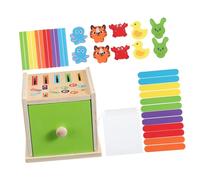 minkissy Montessori Wooden Color Matching for Bright Educational Sorting Puzzle with Animal Patterns and Round Ice Stick Shapes Cognitive Development Game for Early Learning and Fine Motor