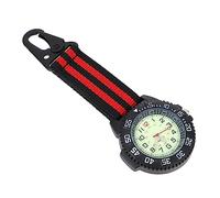 minkissy Multi-Function Outdoor Carabiner Pocket Watch Red Nylon Strap Water Resistant Easy to Attach for Hiking and Climbing