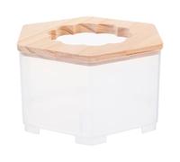 minkissy Multi-functional Large Hamster Sand Bath Tub with Wooden Lid and Flower Design, Dual-use Bathroom and Toilet for Hamsters, Gerbils, and Small Animals