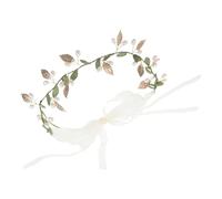 minkissy Natural Pearl Wreath Leaf Headband Bohemian Wedding Hair Decoration Beaded Headband for Bride Party Pearl Hair Band for Prom Party