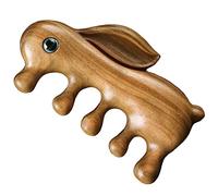 minkissy Natural Sandalwood Massage Comb for Scalp Care Rabbit Shaped Wide Tooth Comb 1PCS for Women and Men for Relaxation and Acupoint Treatment