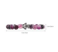 minkissy Natural Stone Turtle Charm Bracelet for Women Elastic Stretch Beaded Sea Tortoise Jewelry Purple Striped Stone Beads Comfortable Fit for Daily Wear Friendship
