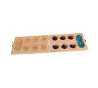 minkissy Natural Wood Mancala Board Game Set with Unique Glass Stones Beads Sustainable Storage Box for Boys Adults Travel-friendly Family Strategy Puzzle for Daily Party Fun