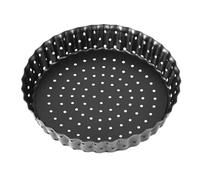 minkissy Non Stick Pizza Tray Perforated Pie Dish Round Carbon Steel | Removable Bottom, Fluted Sides, Easy Release, Black Finish, Tart Baking Pan for Cheesecake and Baking