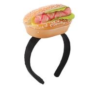 minkissy Novelty Hamburger Headband for Festivals Funny Hot Dog Costume Accessory Secure Fit Elastic Hair Hoop for Halloween Birthday Parties Unique Food Shaped Decoration