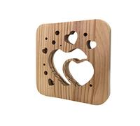 minkissy Nursery Light Wooden Heart-shaped Night Lamp Bedside Table Lamp Soft Light for Baby Ideal for Boys and Girls' Room