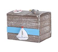 minkissy Ocean Style Wooden Box Decorative Storage Box 7.5x5x4inch Wooden Resistant to Warping Versatile Storage Coastal Vibe Home Décor Accent