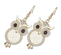 minkissy Owl Drop Earrings for Women Punk Tree of Life Design Cat's Eye Stones Trendy Rhinestone Dangle Earrings for Parties and Banquets