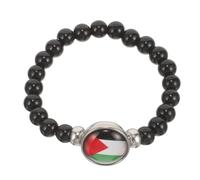 minkissy Palestine Flag Bead Bracelet Black Wristband Patriotic Jewelry Unisex Decorative Accessory for Casual and Formal Wear Supportive Symbol of Palestine