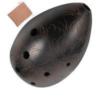 minkissy Pear Shaped Xun Musical Instrument for Beginners Lightweight Black Pottery Design Easy to Play Music Lovers and Students