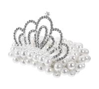 minkissy Pearl Crown Tiara Hair Tie for Girls Elastic Ponytail Holder No Damage Hair Scrunchie for Parties and Ceremonies