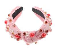 minkissy Pearl Rhinestone Headband for Women Top Knot Statement Headband Wide Hair Band for Girls Hair