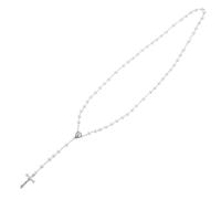 minkissy Pearl Rosary Bead Necklace for Women Elegant Cross Chain Versatile Prayer Beads for Daily Wear Parties Religious Events Aesthetic Catholic Jewelry