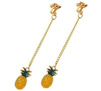 minkissy Pineapple Clip-On Earrings for Women Fun Dangle Fruit Earrings Cute Sweet Non-Piercing Ear Clips for Girls Creative Jewelry Design