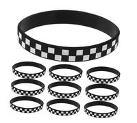 minkissy Plaid Pattern Silicone Wristbands 12pcs Racing Accessories Compact Bracelets for Sports Fans and Parties
