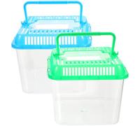 minkissy Portable Small Plastic Turtle and Goldfish Breeding Box with Lid for Reptile Habitat and Climbing Pet Feeding, Tortoise Living Tank Suitable for Home Use Random Color