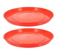 minkissy Poultry Feeder Tray Designed to Prevent Dumping and Spillage 2 Pcs for Chicken and Goose with Red Colour for Outdoor Farming and Poultry Feeding