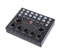 minkissy Professional Sound Card Dj Mixer with Colorful LED for Mobile Phone Computer Live Streaming Independent Reverb Adjustment Stable Effect Compatible with Devices for Karaoke and