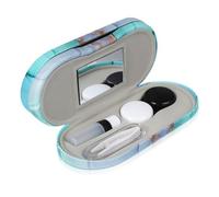 minkissy Pu Double Layer Eyewear Box with Mirror and Tweezer for Household and Travel Multi-use Contacts Holder