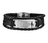 minkissy Punk Leather Bracelet for From Mom Inspirational Quotes Adjustable Lightweight Design Unique Braided Style Durable Leather Material for Sons