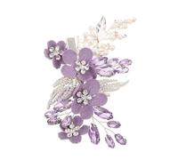 minkissy Purple Flower Rhinestone Wedding Hair Clip with Faux Pearl Crystal Bridal Hairpin for Bridesmaids Elegant Multipurpose Hair Accessory for Weddings and Daily Wear